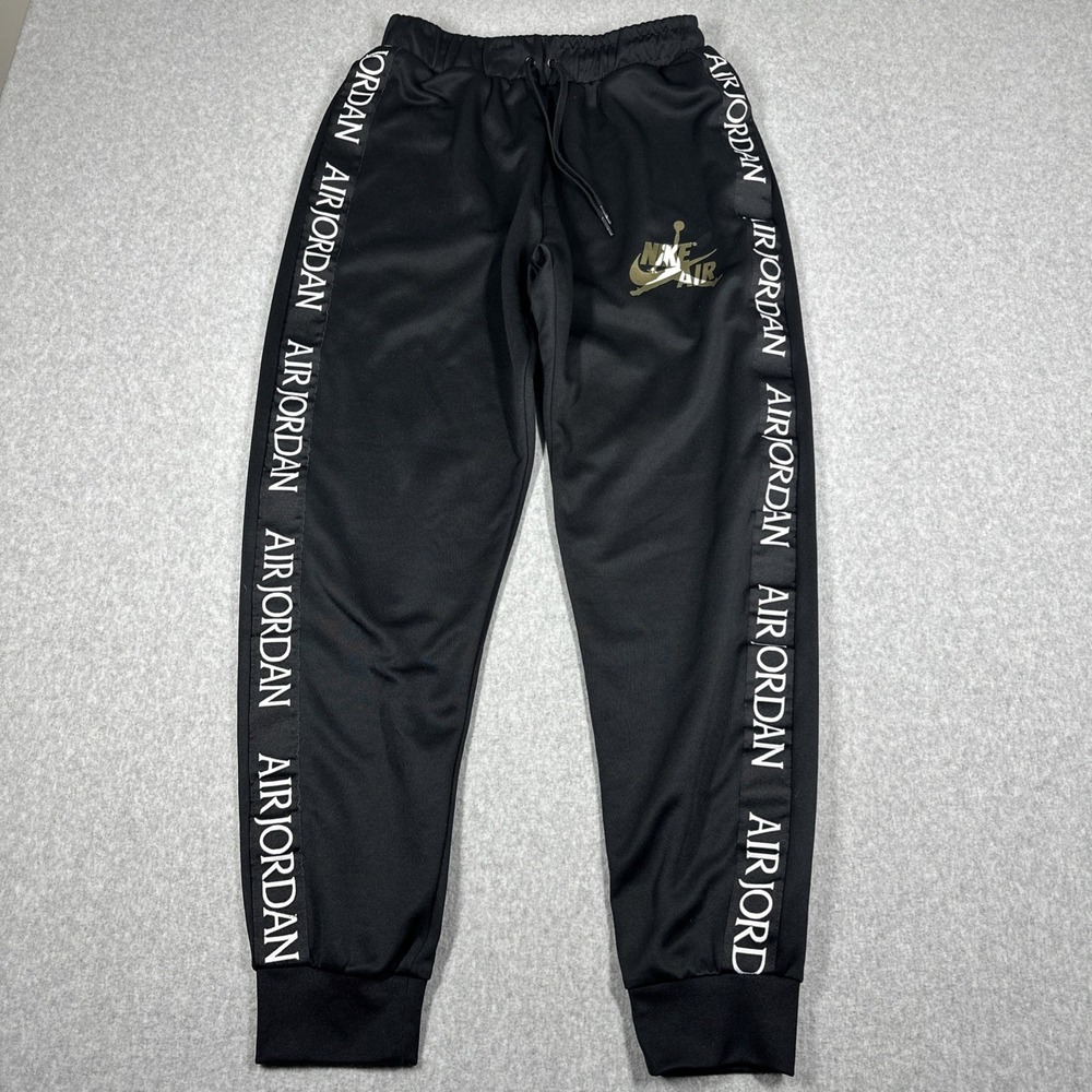 Nike Air Jordan Jumpman Black Jogger Sweatpants Men's Size Small Gold Logo